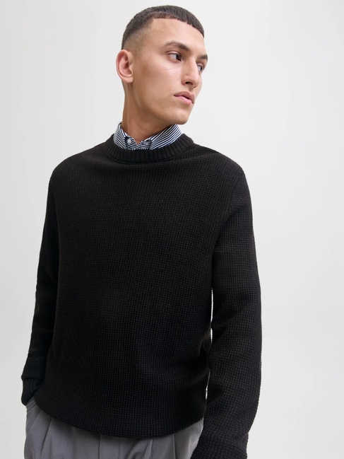 Фото ракурс 7 - Мужской черный джемпер Jack & Jones артикул 12279278 Black FW2025