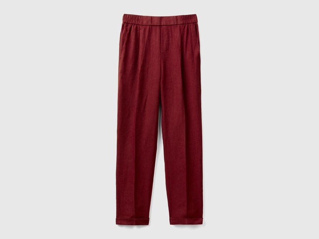 Фото ракурс 4 - Женские бордовые штаны Benetton артикул 4AGHDF079 3H8 24A