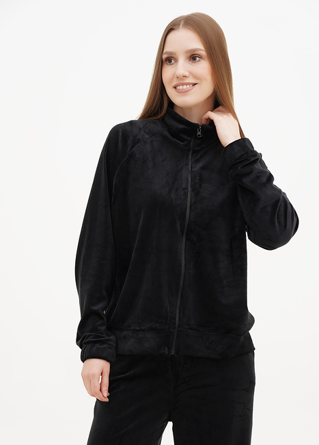 Фото ракурс 1 - Женский чёрный свитшот EQUILIBRI артикул LE VR Sweat Zip Black FW2023