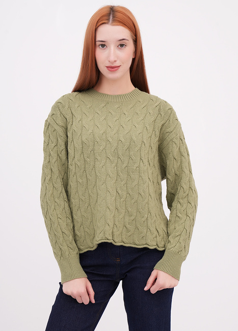 Фото ракурс 1 - Жіночий зелений светр EQUILIBRI артикул W342 065 000 OLIVE FW2025