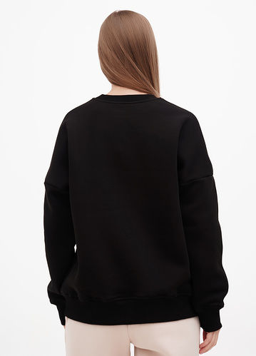 Фото ракурс 2 - Жіночий чорний світшот EQUILIBRI артикул OD Sweat Fleece PR Black FW2024