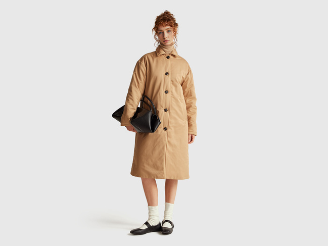 Фото ракурс 6 - Жіночий коричневий плащ Benetton артикул 2I1UDN08F 193 25A