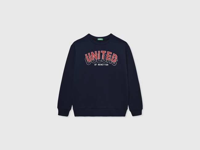 Синий свитшот для мальчиков Benetton артикул 3J68C10N2.G 252 25P Фото ракурс 1 - Синий свитшот для мальчиков Benetton артикул 3J68C10N2.G 252 25P