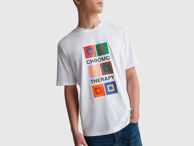 Фото ракурс 3 - Чоловіча біла футболка Benetton артикул 3MI5U10AT 907 25A