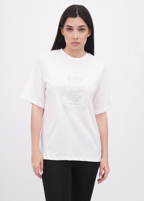 Жіноча біла футболка EQUILIBRI артикул W213 102 000 White FW2025 Фото ракурс 1 - Жіноча біла футболка EQUILIBRI артикул W213 102 000 White FW2025