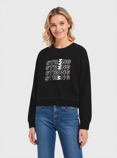 Жіночий чорний світшот Piazza Italia артикул 62302 Black FW2025 Фото ракурс 1 - Жіночий чорний світшот Piazza Italia артикул 62302 Black FW2025