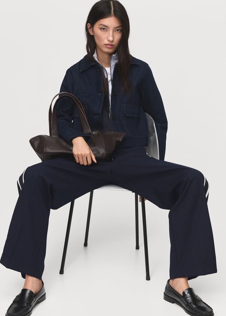 Женские синие брюки Mango артикул 17076737 56 1 season Фото ракурс 4 - Женские синие брюки Mango артикул 17076737 56 1 season