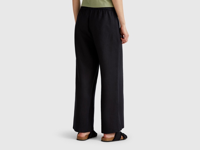 Фото ракурс 2 - Жіночі чорні штани Benetton артикул 4AGHDF09G 100 25P