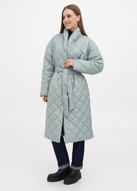 Фото ракурс 1 - Женское зелёное пальто EQUILIBRI артикул DVS Coat MN Green FW2023