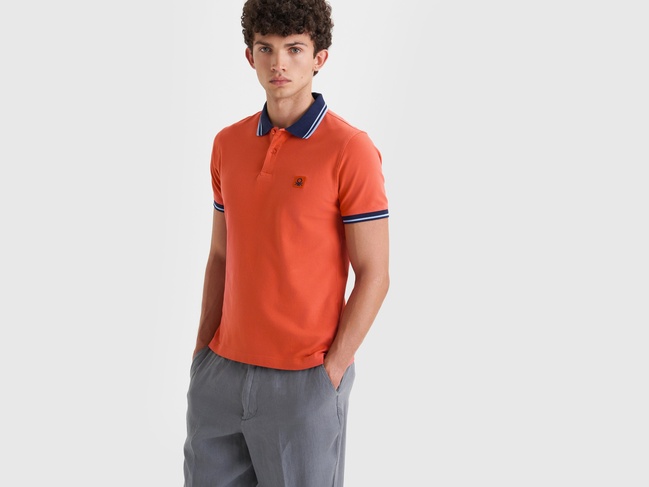 Фото ракурс 5 - Чоловіча червона футболка поло Benetton артикул 3F9HU302E 736 25P