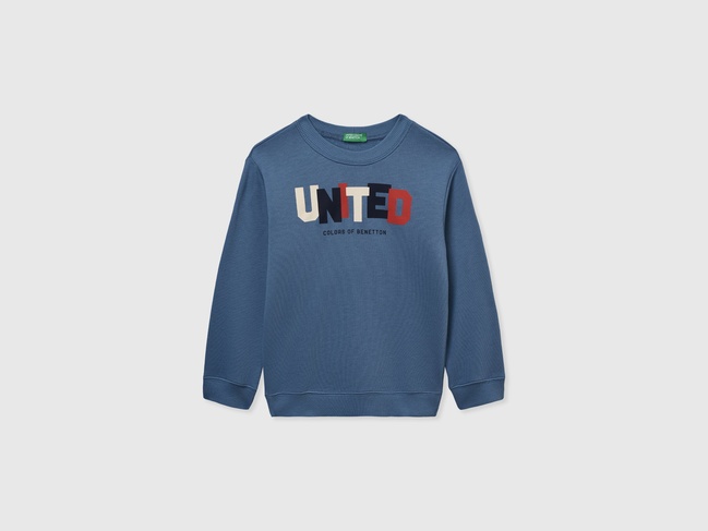 Синій світшот для хлопчиків Benetton артикул 3J70G10HW.P 11W 25P Фото ракурс 1 - Синій світшот для хлопчиків Benetton артикул 3J70G10HW.P 11W 25P