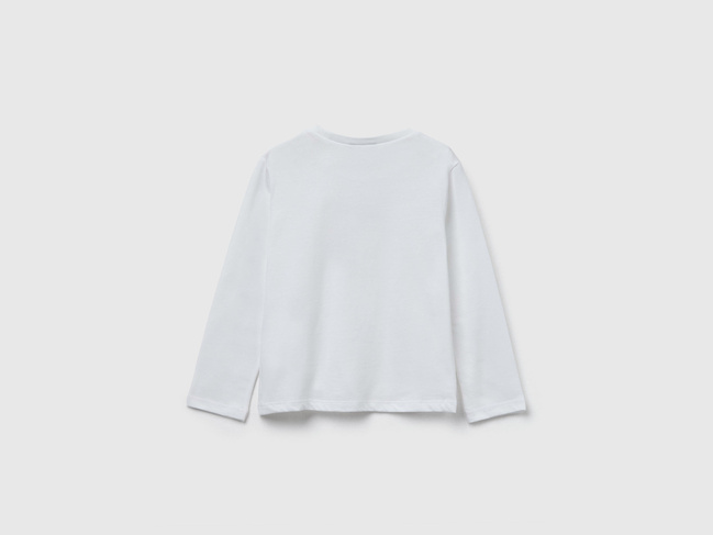 Бежевий лонгслів для дівчаток Benetton артикул 3JERG10KB.P 0R2 25A Фото ракурс 2 - Бежевий лонгслів для дівчаток Benetton артикул 3JERG10KB.P 0R2 25A