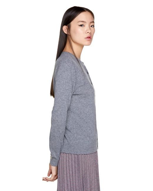Женский серый кардиган Benetton артикул 1002D5485 507 25A Фото ракурс 4 - Женский серый кардиган Benetton артикул 1002D5485 507 25A
