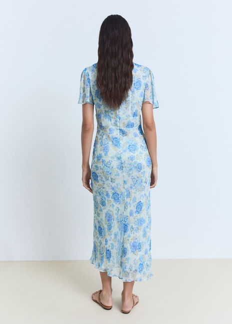 Женское голубое платье Mango артикул 87019068 52 8 season Фото ракурс 2 - Женское голубое платье Mango артикул 87019068 52 8 season