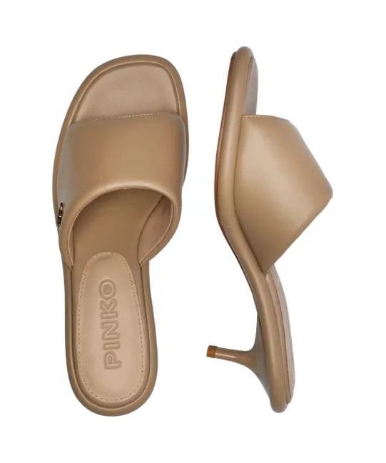 Женские бежевые босоножки Pinko артикул SD0277-P003 I35 SS2025 Фото ракурс 3 - Женские бежевые босоножки Pinko артикул SD0277-P003 I35 SS2025