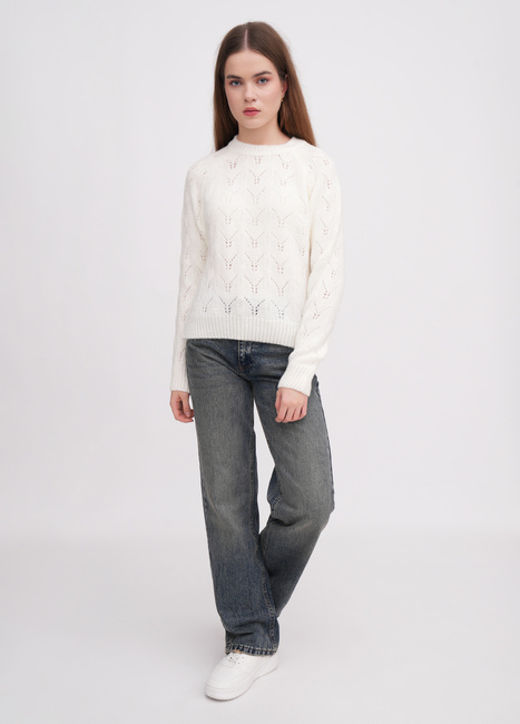 Фото ракурс 3 - Женский молочный свитер EQUILIBRI артикул W342 073 000 MILK SS2026
