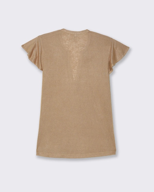 Жіноча коричнева футболка Piazza Italia артикул 50038 CARAMEL SS2025 Фото ракурс 2 - Жіноча коричнева футболка Piazza Italia артикул 50038 CARAMEL SS2025