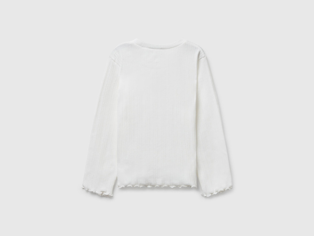 Белый реглан для девочек Benetton артикул 3KIEG10KK.P 074 25A Фото ракурс 2 - Белый реглан для девочек Benetton артикул 3KIEG10KK.P 074 25A