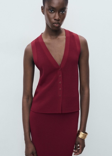 Фото ракурс 1 - Женский бордовый жилет Mango артикул 17064098 77 1 season