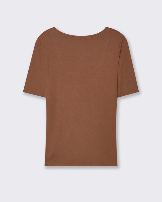 Фото ракурс 2 - Жіноча коричнева футболка Piazza Italia артикул 62254 Brown tobacco FW2025