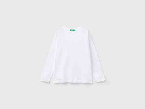 Фото ракурс 1 - Білий лонгслів Benetton для хлопчиків артикул 3I1XC10DB.G 101 25A