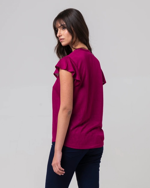 Женская красная футболка Piazza Italia артикул 50038 Indian red SS2025 Фото ракурс 2 - Женская красная футболка Piazza Italia артикул 50038 Indian red SS2025