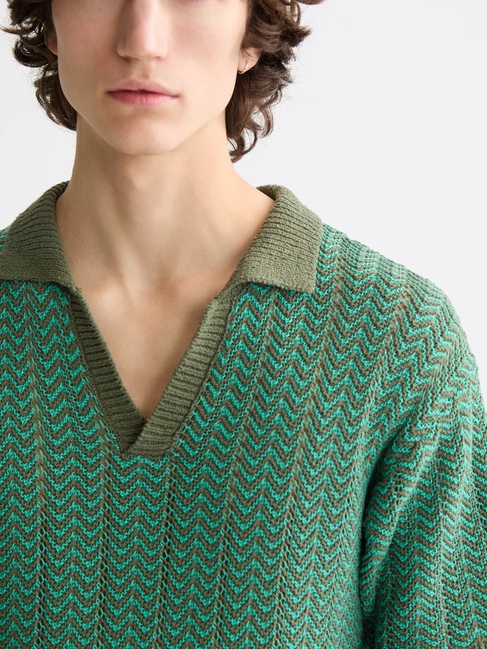 Чоловіча зелена футболка поло SCOTCH & SODA артикул 181322 300 FW2025 Фото ракурс 4 - Чоловіча зелена футболка поло SCOTCH & SODA артикул 181322 300 FW2025