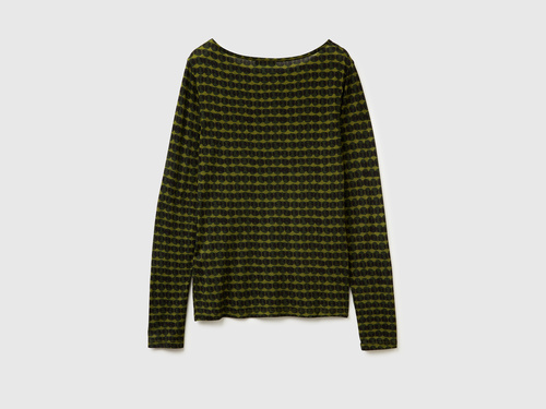 Фото ракурс 2 - Женский зеленый лонгслив Benetton артикул 328PD109Y 60B 25A