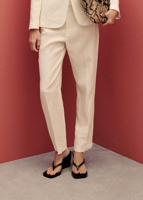 Жіночі молочні брюки Mango артикул 87887162 02 8 season Фото ракурс 1 - Жіночі молочні брюки Mango артикул 87887162 02 8 season