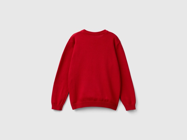 Фото ракурс 2 - Красный свитер для мальчиков Benetton артикул 1294G100P.P 21P 24A