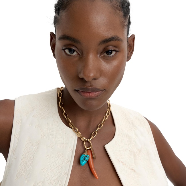 Женское золотое ожерелье Parfois артикул 238645 _HM FW2025 Фото ракурс 4 - Женское золотое ожерелье Parfois артикул 238645 _HM FW2025