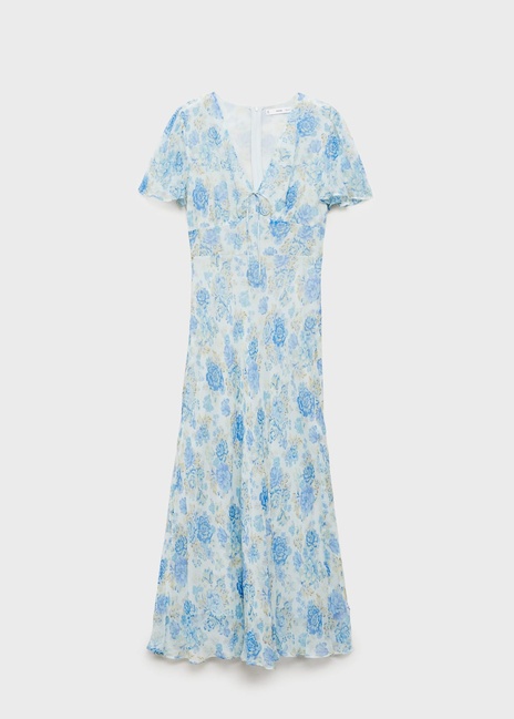 Женское голубое платье Mango артикул 87019068 52 8 season Фото ракурс 3 - Женское голубое платье Mango артикул 87019068 52 8 season