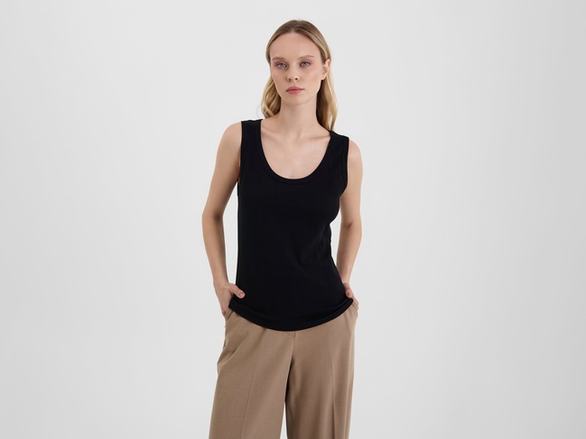 Женская черная майка Benetton артикул 3GA2DH010 100 25P Фото ракурс 1 - Женская черная майка Benetton артикул 3GA2DH010 100 25P