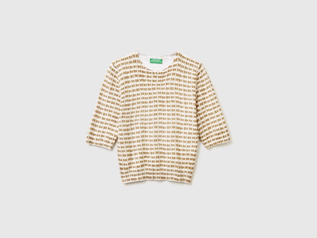 Фото ракурс 4 - Жіноча бежева футболка Benetton артикул 12F3D10EE 902 25A