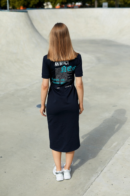 Фото ракурс 2 - Женское синее платье EQUILIBRI артикул NW252002 000 NAVY BLUE SS2025