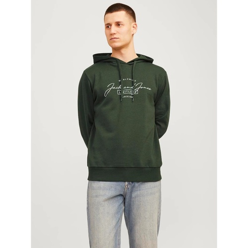 Фото ракурс 1 - Мужское зелёное худи Jack & Jones артикул 12256838 Kombu Green FW2024