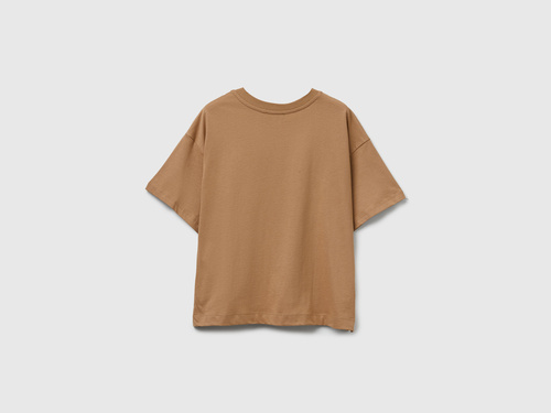 Фото ракурс 2 - Жіноча коричнева футболка Benetton артикул 35P5D10AR 193 25A