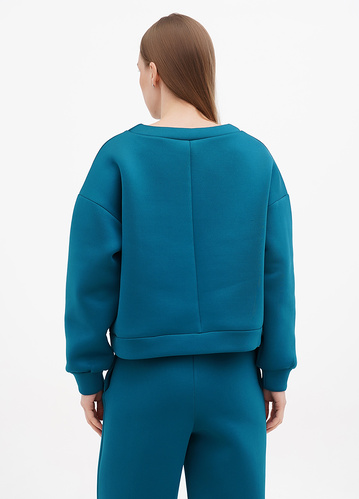 Фото ракурс 2 - Женский зелёный свитшот EQUILIBRI артикул SVT N Sweat Green FW2024