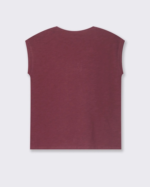 Фото ракурс 2 - Женская бордовая футболка Piazza Italia артикул 62233 Bordeaux FW2025