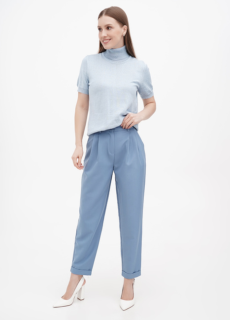 Фото ракурс 1 - Женские синие брюки EQUILIBRI  артикул AZ Pant cuff BR Blue SS2024