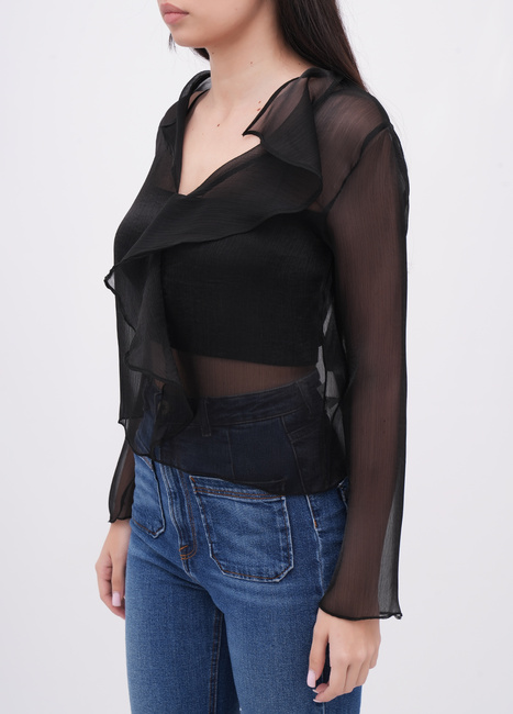 Жіноча чорна блузка EQUILIBRI артикул W421 024 000 Black FW2025 Фото ракурс 3 - Жіноча чорна блузка EQUILIBRI артикул W421 024 000 Black FW2025