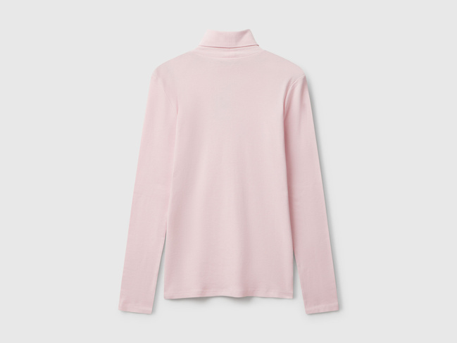 Жіноча рожева водолазка Benetton артикул 3GA2E2224 10P 25A Фото ракурс 3 - Жіноча рожева водолазка Benetton артикул 3GA2E2224 10P 25A