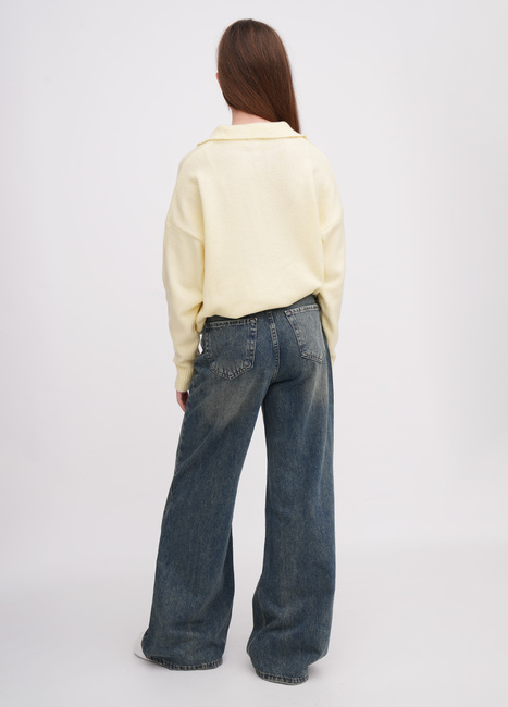 Женские синие джинсы EQUILIBRI артикул W568 023 000 NAVY BLUE FW2025 Фото ракурс 4 - Женские синие джинсы EQUILIBRI артикул W568 023 000 NAVY BLUE FW2025