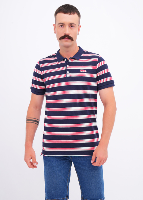 Фото ракурс 1 - Мужская синяя футболка поло Lee Cooper артикул LCM251-1024 NAVY FW2025