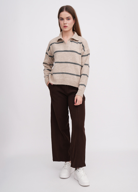 Фото ракурс 3 - Жіночий бежевий светр EQUILIBRI артикул BW342001 001 Beige FW2025