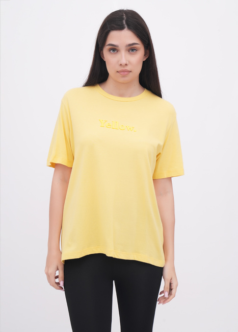 Женская желтая футболка EQUILIBRI артикул W213 097 000 Yellow FW2025 Фото ракурс 1 - Женская желтая футболка EQUILIBRI артикул W213 097 000 Yellow FW2025