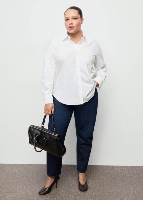 Женская молочная рубашка Mango артикул 27091246 02 2 season Фото ракурс 5 - Женская молочная рубашка Mango артикул 27091246 02 2 season