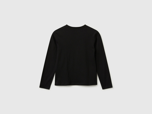 Фото ракурс 2 - Чорний лонгслів Benetton для дівчаток артикул 3I1XC10QJ.G 100 25A