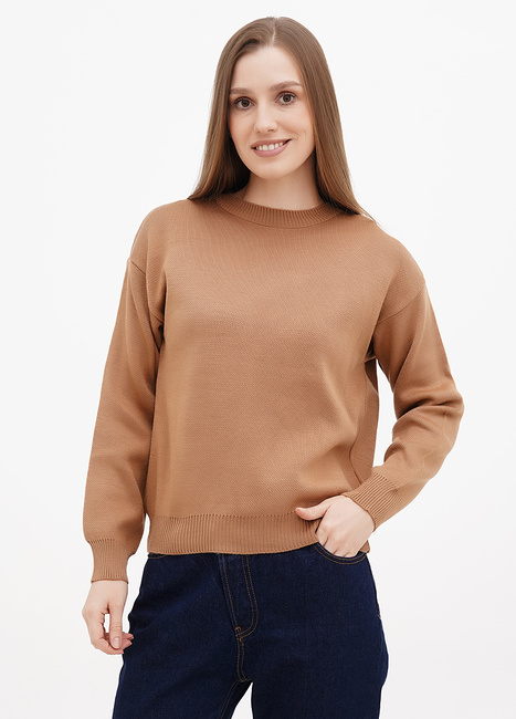 Фото ракурс 1 - Жіночий коричневий светр EQUILIBRI артикул TMZ Jumper CAMEL FW2023