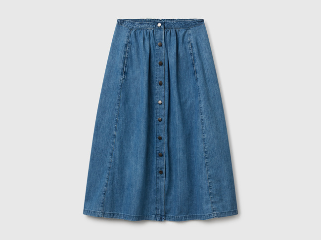 Фото ракурс 4 - Женская синяя юбка Benetton артикул 4KOWD004Q 902 25P